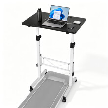 Mobile Height Adjustable Standing Desk 27-43", Rolling Sit Stand Laptop Workstation with Tablet Holder, Portable Over Bed Desk for Office Bedroom