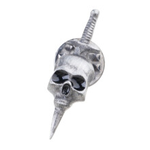 Gothic Horror Skeleton Brooch Crossing Swords Badge Pin-C