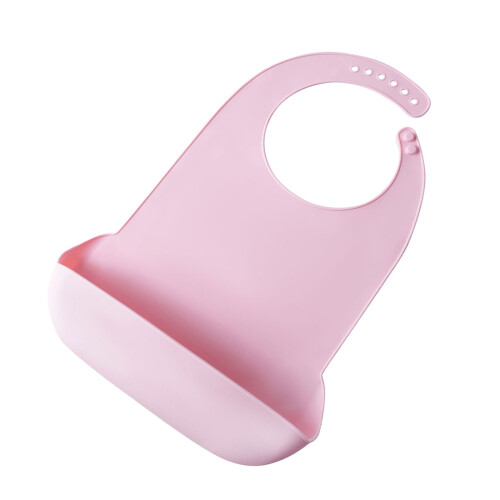 Soft Silicone Feeding Bib Mealtime Protector Clothes-Pink