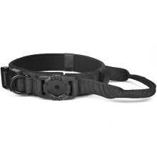 AirTag-Haustierhalsband – verstellbares Hundehalsband aus Nylon mit AirTag-Halter Black L