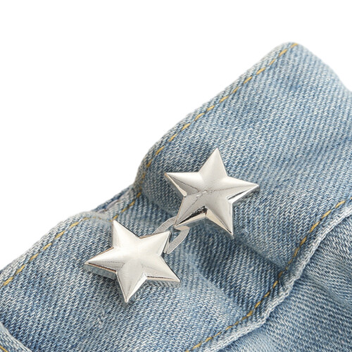 Instant Button Jean Button Star Draai tailleknop-Zilver