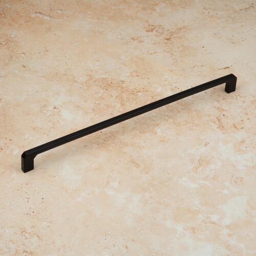 (320mm Handle) Matt Black Squared Angled Slim Cabinet Handles 2