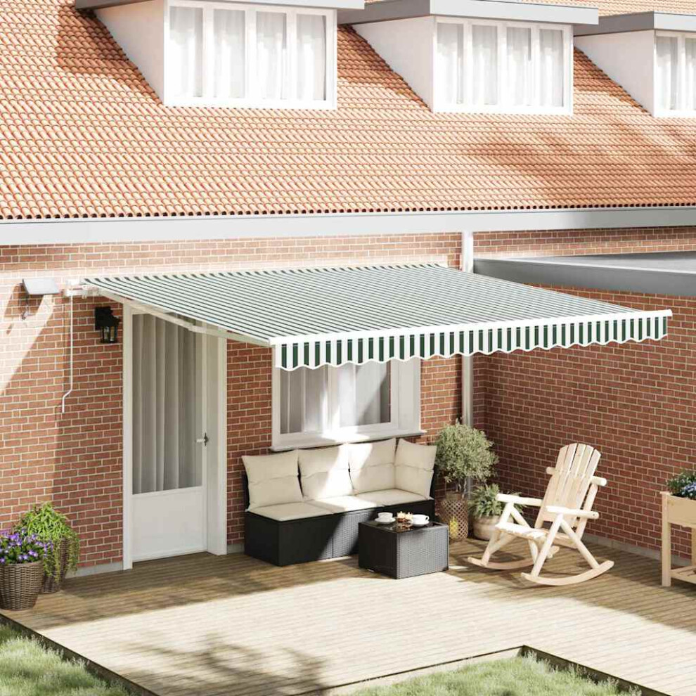 Vidaxl Retractable Awning Green And White 400 X 300 Cm