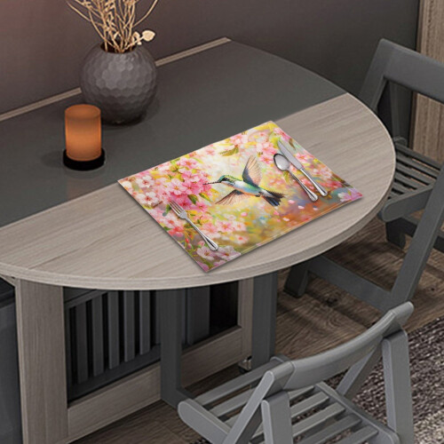 Absorbent Soft Placemats Non-Slip 6-Pack Hummingbird Peach 2