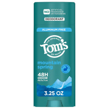 Tom's of Maine Mountain Spring Natural Deodorant for Men and Women, Aluminum Free, No Artificial Fragrances, Dyes, or Preservatives, 3.25 oz