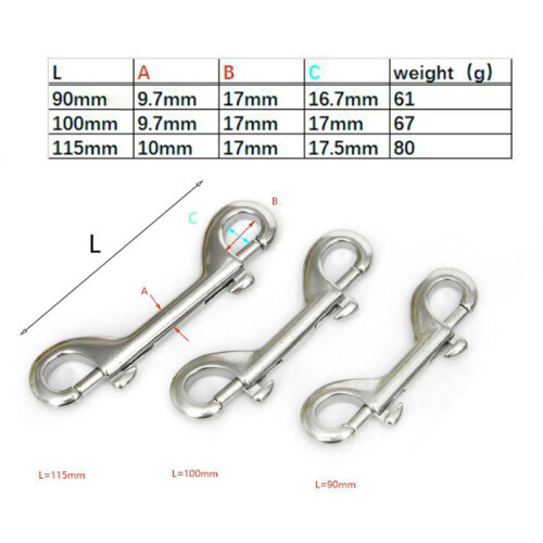 316 Stainless Steel Bolt Snap Hook Double End Marine Grade 2