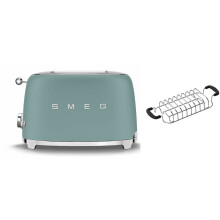 (Emerald Green) Smeg TSF01 Matte 2 Slice Toaster + TSBW01 Bun Warmer Bundle