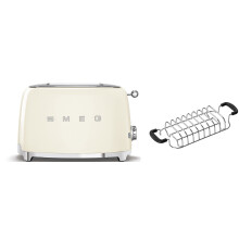 (Cream) Smeg TSF01 2 Slice Toaster + TSBW01 Bun Warmer Bundle