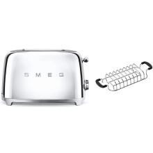 (Stainless Steel) Smeg TSF01 2 Slice Toaster + TSBW01 Bun Warmer Bundle