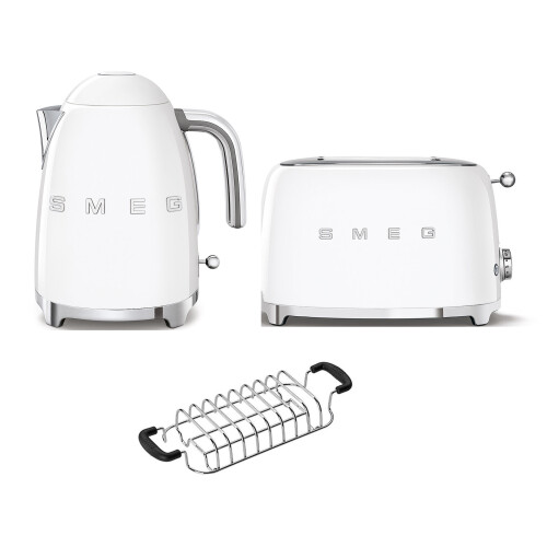 Smeg (White) Smeg KLF03 Kettle + TSF01 Toaster + TSBW01 Bun Warmer Bundle