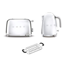 (Stainless Steel) Smeg KLF03 Kettle + TSF01 Toaster + TSBW01 Bun Warmer Bundle