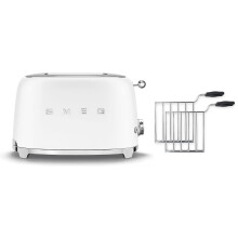 (Matte White) Smeg TSF01 Matte 2 Slice Toaster + TSSR01 2-Sandwich Racks Bundle