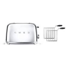 (Stainless Steel) Smeg TSF01 2 Slice Toaster + TSSR01 2-Sandwich Racks Bundle