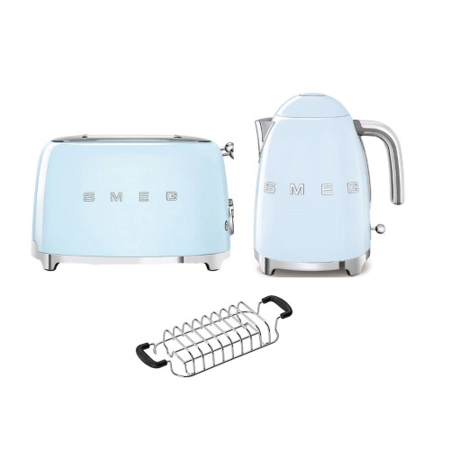 Smeg (Blue) Smeg KLF03 Kettle + TSF01 Toaster + TSBW01 Bun Warmer Bundle