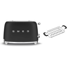 (Matte Black) Smeg TSF01 Matte 2 Slice Toaster + TSBW01 Bun Warmer Bundle