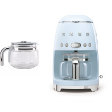 (Pale Blue) Smeg DCF02 Drip Filter Coffee Machine +DCG01 Glass Carafe Spare Jug Bundle
