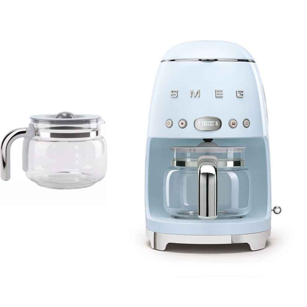 Smeg DCF02 Drip Filter Coffee Machine with Spare Glass Carafe in Pale Blue - Image 6