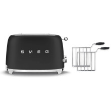 (Matte Black) Smeg TSF01 Matte 2 Slice Toaster + TSSR01 2-Sandwich Racks Bundle