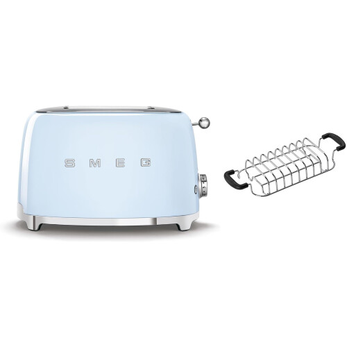 Smeg (Pastel Blue) Smeg TSF01 2 Slice Toaster + TSBW01 Bun Warmer Bundle