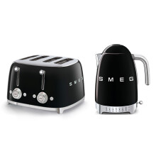 (Black) Smeg TSF03 4-Slice Toaster & KLF04 1.7L Variable Temperature Controlled Kettle Bundle