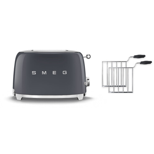 Smeg (Grey) Smeg TSF01 2 Slice Toaster + TSSR01 2-Sandwich Racks Bundle