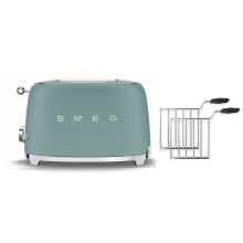 (Emerald Green) Smeg TSF01 Matte 2 Slice Toaster + TSSR01 2-Sandwich Racks Bundle