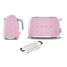 (Pink) Smeg KLF03 Kettle + TSF01 Toaster + TSBW01 Bun Warmer Bundle