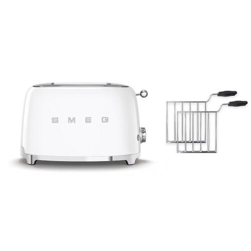 Smeg (White) Smeg TSF01 2 Slice Toaster + TSSR01 2-Sandwich Racks Bundle