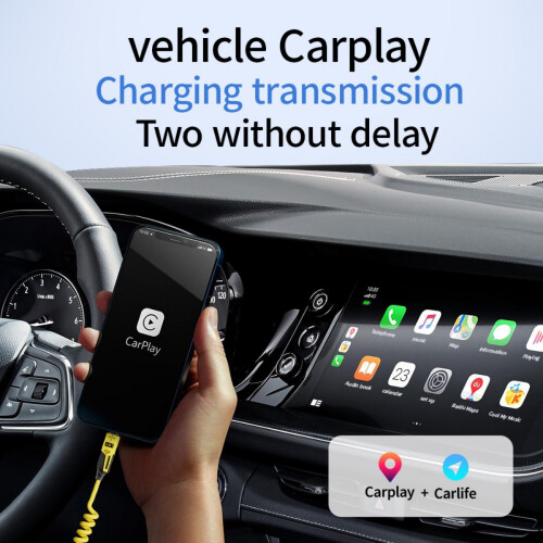 Coiled USB to Lightning Cable, Retractable Short Charger Compatible with Apple CarPlay for iPhone, Durable Bla 2