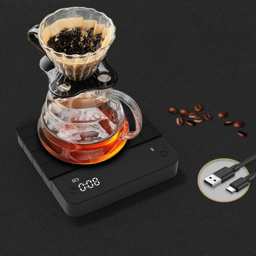 Rechargeable Mini Coffee Scale with Timer, 2kg 0.3g Precision Espresso Scale, Portable Digital Scale with 4 Mo 2