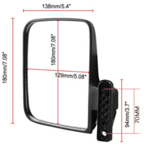 Wear-Resistant Side Mirrors for Golf Carts, Replaceable Rear View Mirrors for Golf Course Driving Use 2