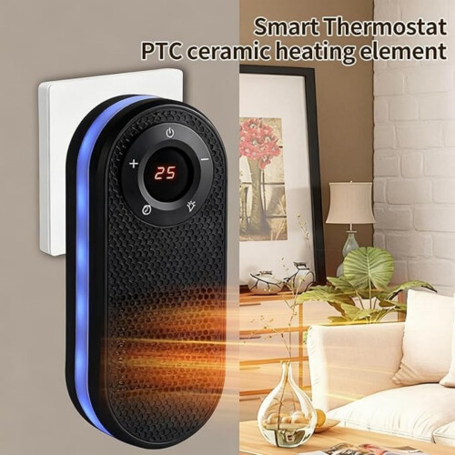 Portable Electric Space Heater with LED Display, Remote Control and Timer, 180 Degree Rotation, Wall Mounted H 2