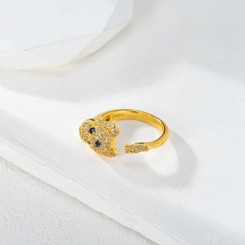 Sterling Silver Dog Ring for Women Adjustable 1