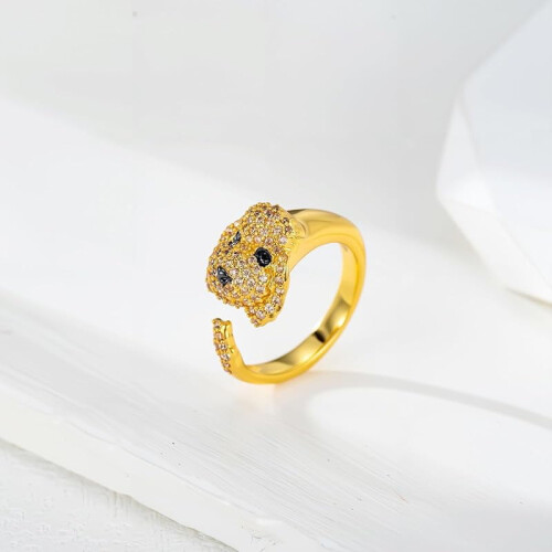 Sterling Silver Dog Ring for Women Adjustable 2