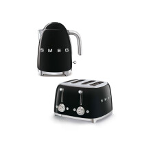 (Black) Smeg Bundle Set TSF03 4-Slice Toaster & KLF03 Kettle Bundle Set