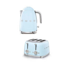 (Pastel Blue) Smeg Bundle Set TSF03 4-Slice Toaster & KLF03 Kettle Bundle Set