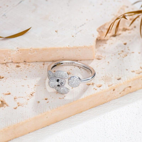 Sterling Silver Dog Ring for Women Adjustable Hypoallergenic 2