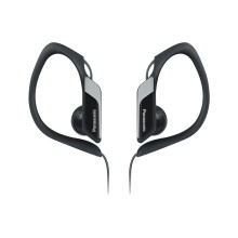 (Black) Panasonic RP-HS34E Water/Sweat Resistant Adjustable In-Ear Sports Headphones