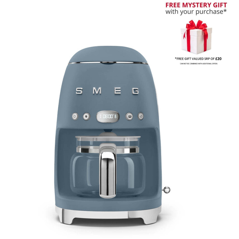 Smeg (Storm Blue) Dcf02 Drip Filter Coffee Machine - Matte Colour - Free Gift Rrp 20!
