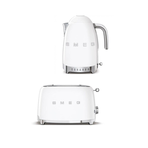 Smeg (White) Smeg Bundle Set TSF01 2-Slice Toaster & KLF04 1.7L Variable Temperature Controlled Kettle