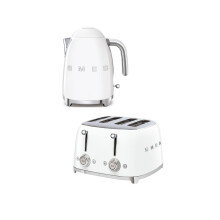 (White) Smeg Bundle Set TSF03 4-Slice Toaster & KLF03 Kettle Bundle Set