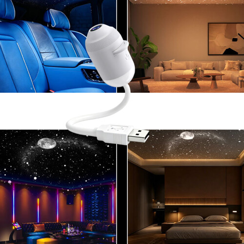Lumière de Projection USB rotative à 360 degrés,-6 en 1 2