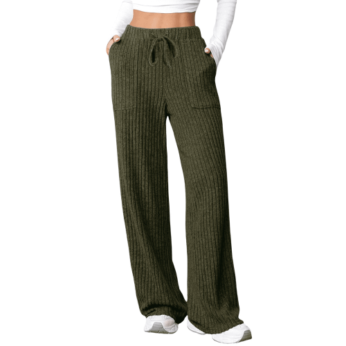 Women's Plaid Joggers with Pockets Green L 1