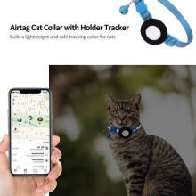 Collare riflettente per gatti con campanellino e supporto per targhetta Airtag, collare anti-smarrimento regolabile per gatti, blu