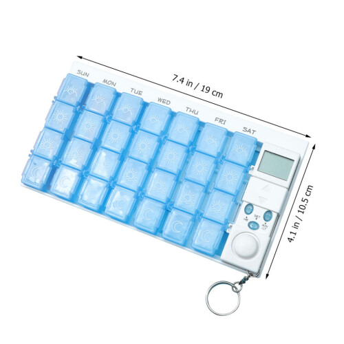 7 Day Automatic Pill Box with Alarm, 28 Compartments, Weekly Medication Organizer with Timer 1
