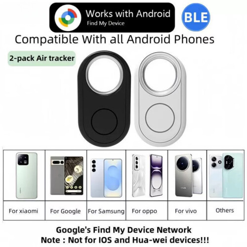 Android Smart Tag Bluetooth Tracker for Android Phones, Compatible with Google Find My Device App, Key and Sui 2