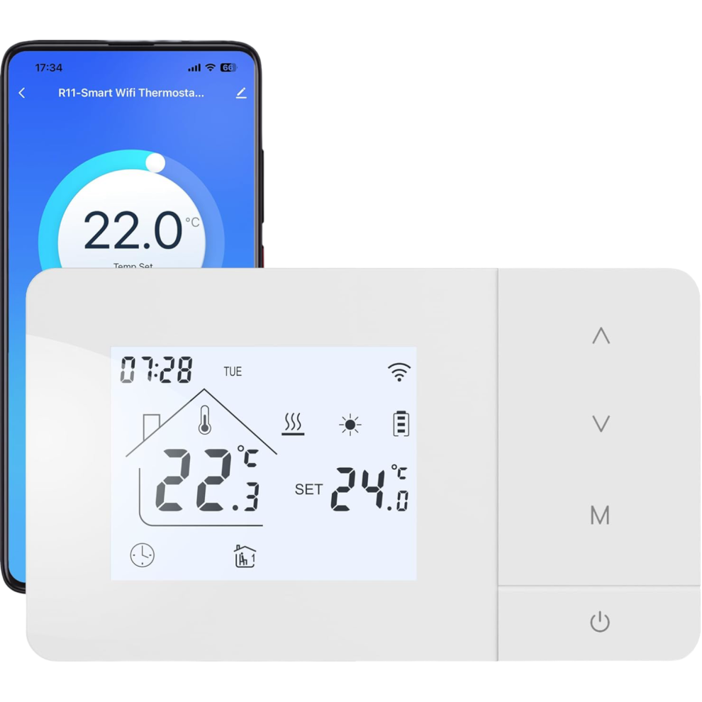 Wireless Room Thermostat For Gas Boiler Smart Wi-Fi Â Tuya Heating Controller, Smart Home Thermostat White 5908102001183