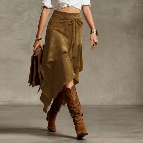 Comfortable Polyester Women Skirt Elegant Western-Black M 2