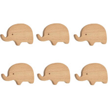 Wooden Drawer Knobs Elephant Lion Hippo 6 pcs