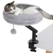 Draaibaar kattenbureau/bed, in hoogte verstelbare ligstoel voor huisdieren, inclusief wasbaar kussen.
